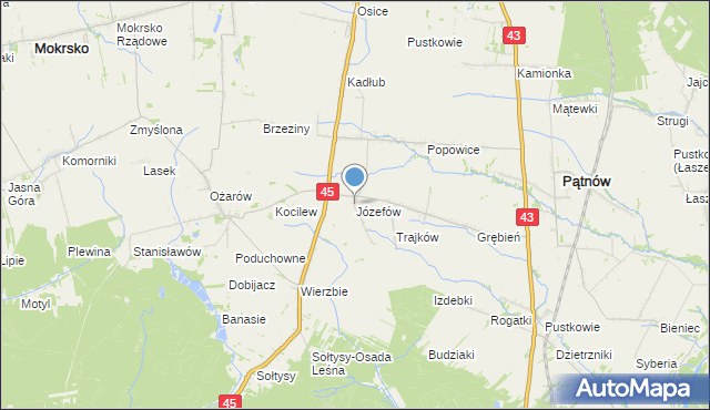 mapa Józefów, Józefów gmina Pątnów na mapie Targeo