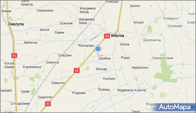 mapa Józefów, Józefów gmina Witonia na mapie Targeo