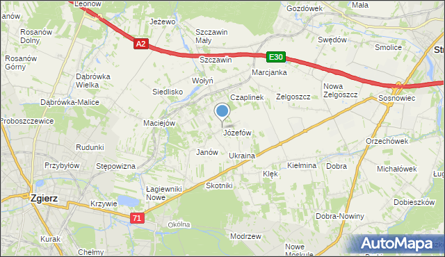 mapa Józefów, Józefów gmina Zgierz na mapie Targeo