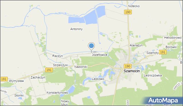 mapa Józefowice, Józefowice gmina Szamocin na mapie Targeo