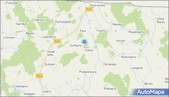 mapa Judyty, Judyty gmina Sępopol na mapie Targeo