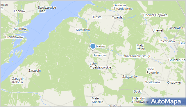 mapa Julianów, Julianów gmina Mniszków na mapie Targeo