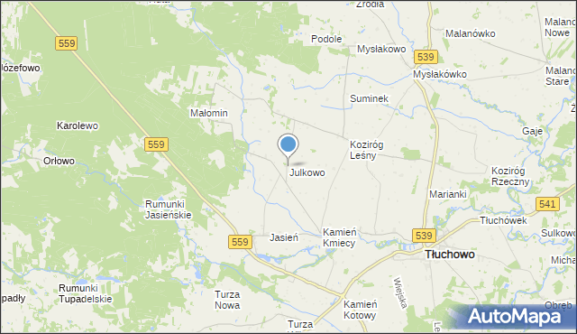 mapa Julkowo, Julkowo na mapie Targeo