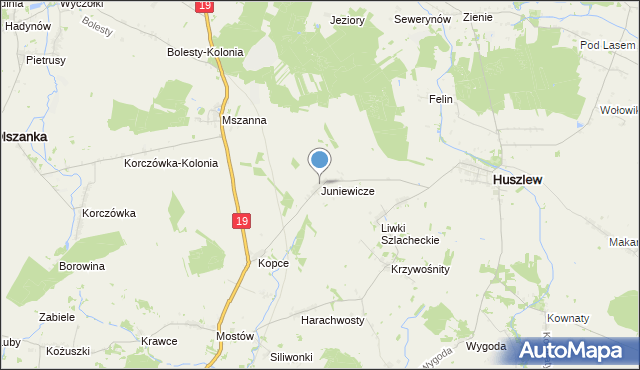mapa Juniewicze, Juniewicze na mapie Targeo