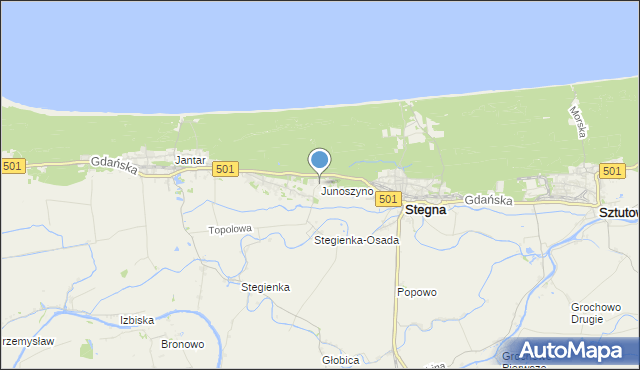 mapa Junoszyno, Junoszyno na mapie Targeo
