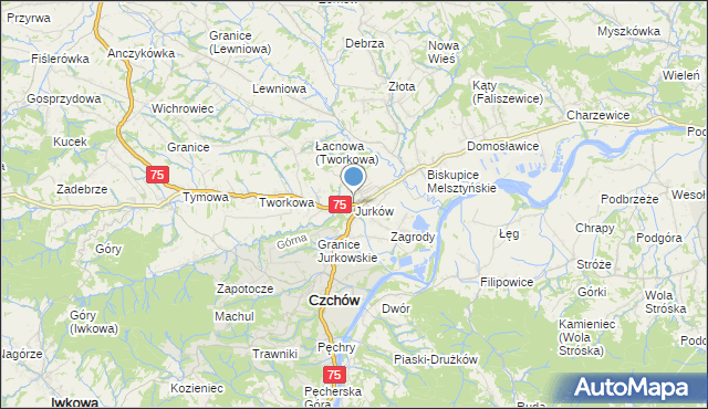 mapa Jurków, Jurków gmina Czchów na mapie Targeo