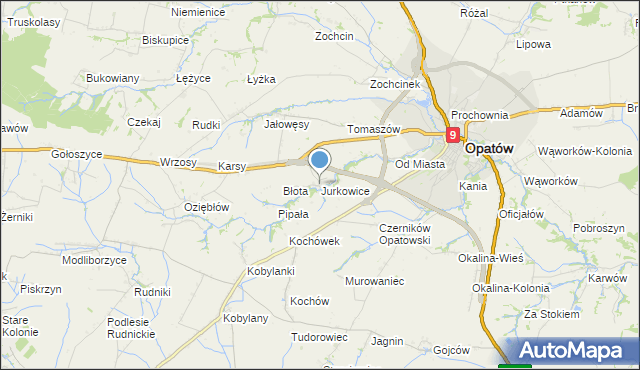 mapa Jurkowice, Jurkowice gmina Opatów na mapie Targeo