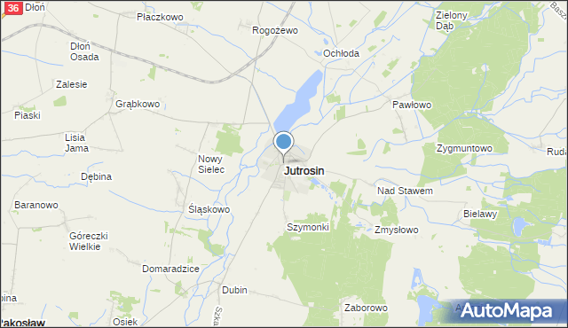 mapa Jutrosin, Jutrosin powiat rawicki na mapie Targeo