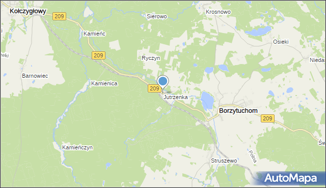 mapa Jutrzenka, Jutrzenka gmina Borzytuchom na mapie Targeo