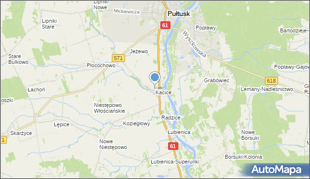 mapa Kacice, Kacice gmina Pułtusk na mapie Targeo