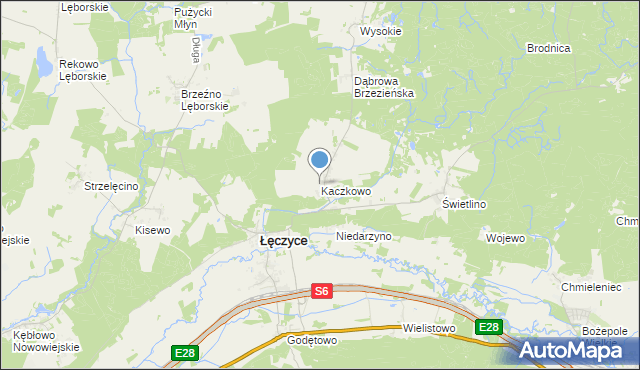 mapa Kaczkowo, Kaczkowo gmina Łęczyce na mapie Targeo