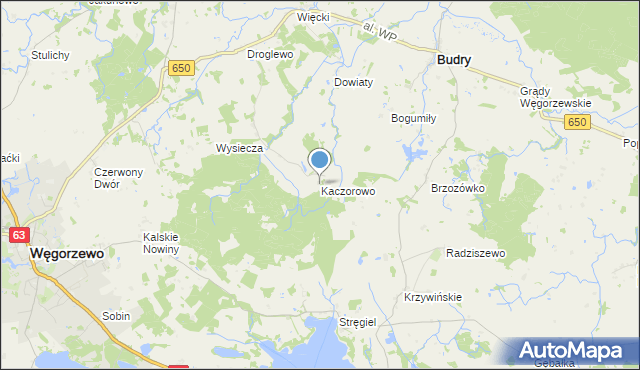 mapa Kaczorowo, Kaczorowo gmina Budry na mapie Targeo