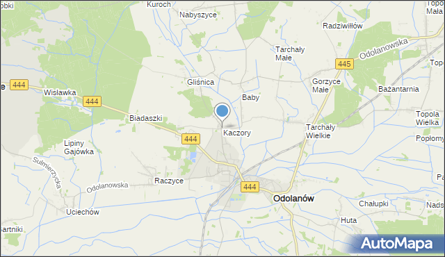 mapa Kaczory, Kaczory gmina Odolanów na mapie Targeo