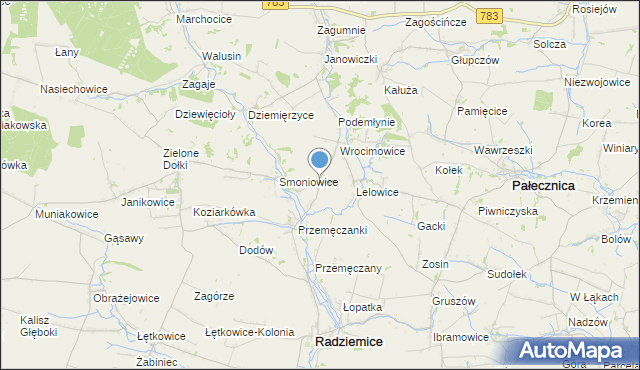 mapa Kaczowice, Kaczowice gmina Radziemice na mapie Targeo