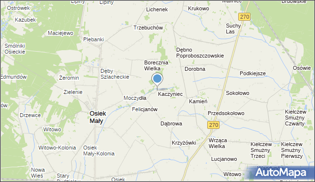 mapa Kaczyniec, Kaczyniec gmina Koło na mapie Targeo