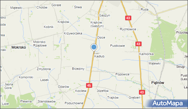 mapa Kadłub, Kadłub gmina Wieluń na mapie Targeo