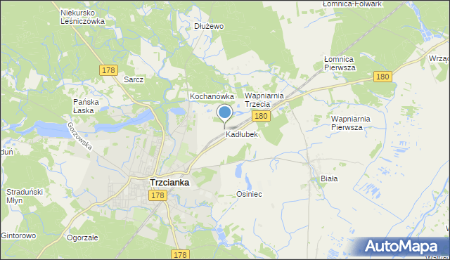 mapa Kadłubek, Kadłubek gmina Trzcianka na mapie Targeo