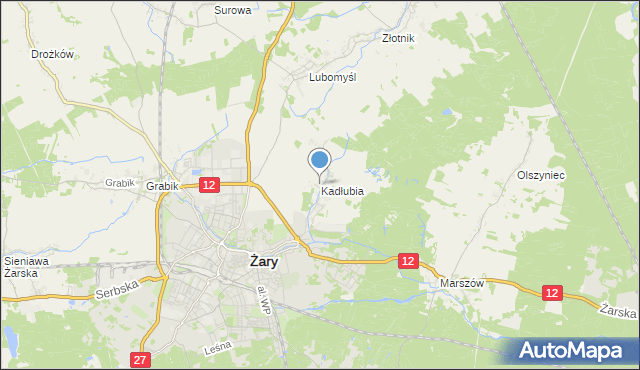 mapa Kadłubia, Kadłubia na mapie Targeo