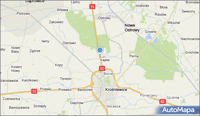 mapa Kajew, Kajew gmina Krośniewice na mapie Targeo
