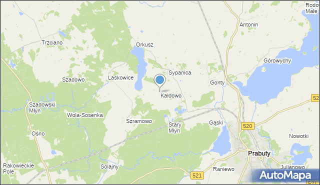 mapa Kałdowo, Kałdowo gmina Prabuty na mapie Targeo