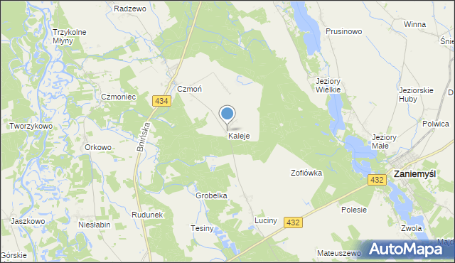 mapa Kaleje, Kaleje gmina Śrem na mapie Targeo