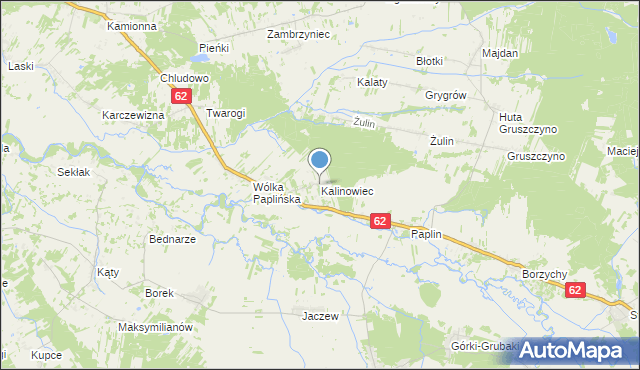 mapa Kalinowiec, Kalinowiec gmina Łochów na mapie Targeo