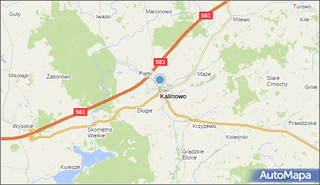 mapa Kalinowo, Kalinowo powiat ełcki na mapie Targeo
