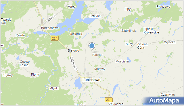 mapa Kaliska, Kaliska gmina Lubichowo na mapie Targeo