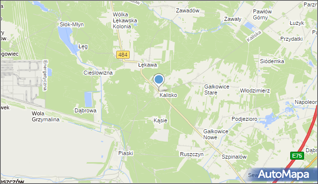 mapa Kalisko, Kalisko gmina Bełchatów na mapie Targeo
