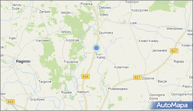 mapa Kalisza, Kalisz gmina Regimin na mapie Targeo