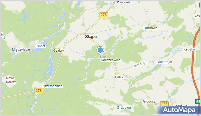 mapa Kaliszkowice, Kaliszkowice gmina Skąpe na mapie Targeo