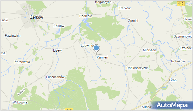mapa Kamień, Kamień gmina Żerków na mapie Targeo