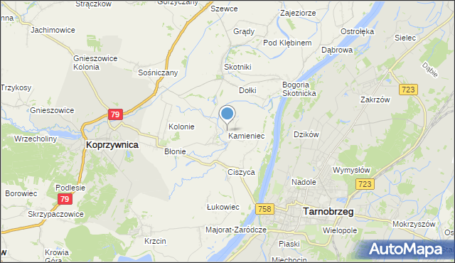 mapa Kamieniec, Kamieniec gmina Koprzywnica na mapie Targeo