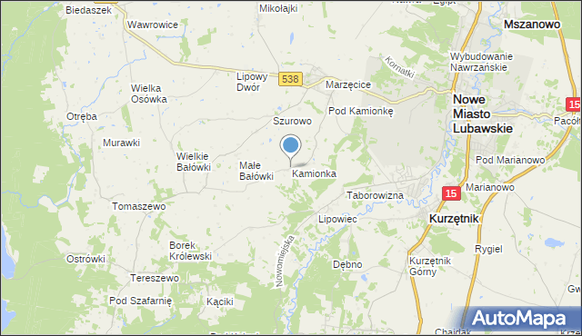mapa Kamionka, Kamionka gmina Kurzętnik na mapie Targeo