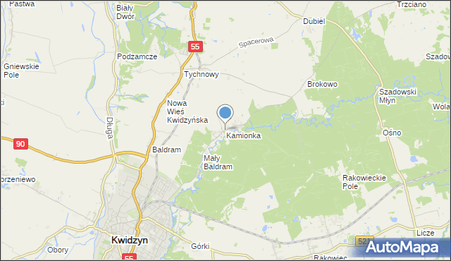 mapa Kamionka, Kamionka gmina Kwidzyn na mapie Targeo