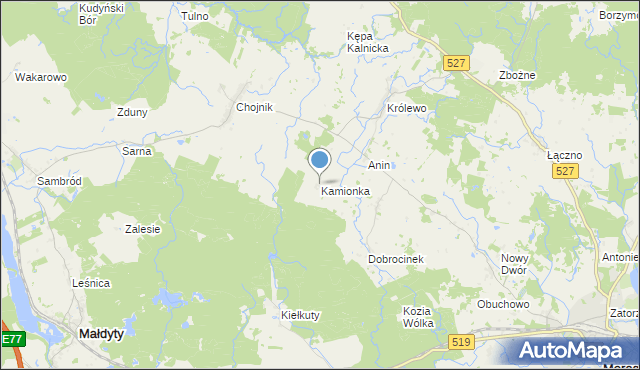 mapa Kamionka, Kamionka gmina Morąg na mapie Targeo