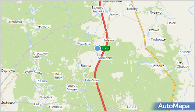 mapa Kamionka, Kamionka gmina Warlubie na mapie Targeo