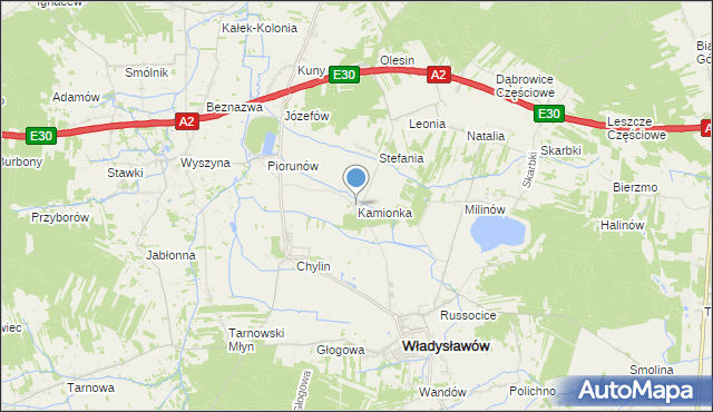 mapa Kamionka, Kamionka gmina Władysławów na mapie Targeo