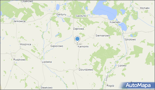 mapa Kamionki, Kamionki gmina Kozłowo na mapie Targeo