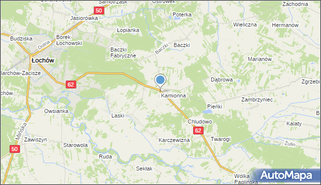 mapa Kamionna, Kamionna gmina Łochów na mapie Targeo