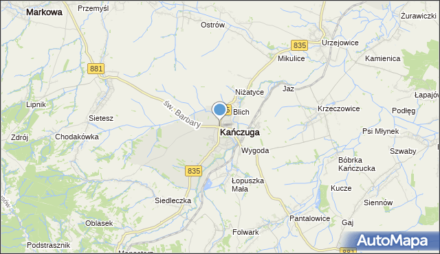 mapa Kańczuga, Kańczuga powiat przeworski na mapie Targeo