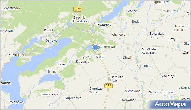 mapa Kania, Kania gmina Ostrowite na mapie Targeo