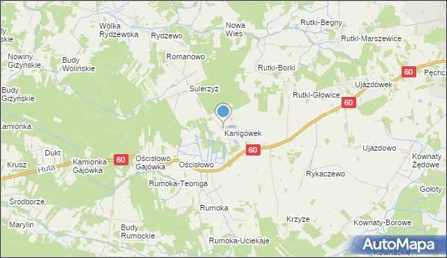 mapa Kanigówek, Kanigówek na mapie Targeo