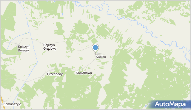 mapa Kapice, Kapice gmina Grajewo na mapie Targeo