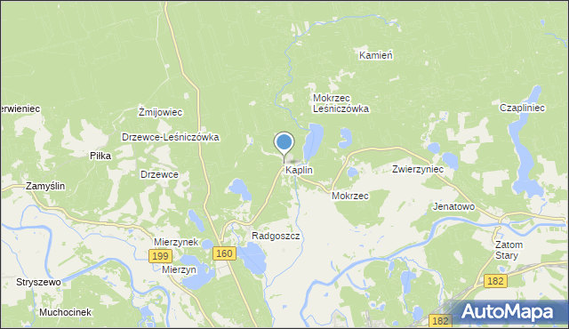 mapa Kaplin, Kaplin gmina Międzychód na mapie Targeo
