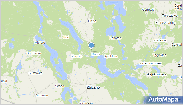 mapa Karaś, Karaś gmina Zbiczno na mapie Targeo