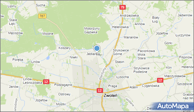 mapa Karczówka, Karczówka gmina Zwoleń na mapie Targeo