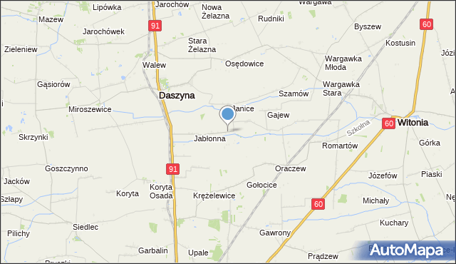 mapa Karkoszki, Karkoszki gmina Daszyna na mapie Targeo