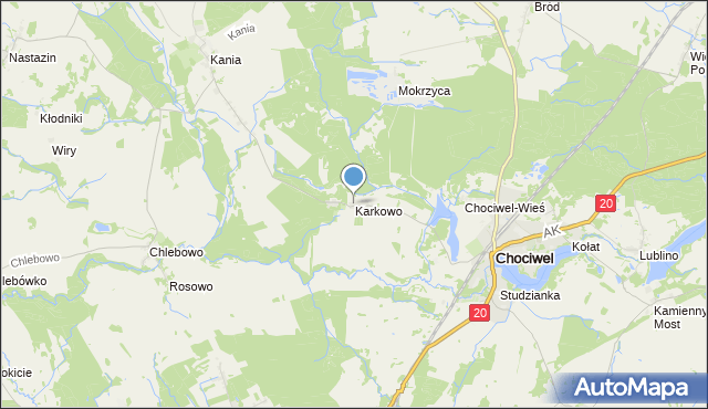 mapa Karkowo, Karkowo gmina Chociwel na mapie Targeo