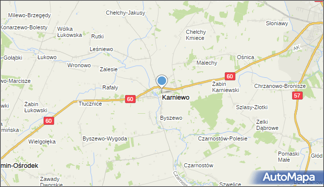 mapa Karniewo, Karniewo powiat makowski na mapie Targeo